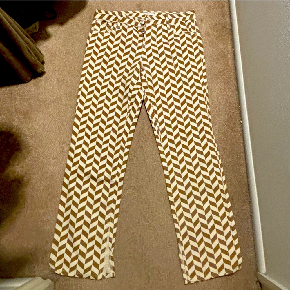 Pacsun low-rise brown and white pattern jeans